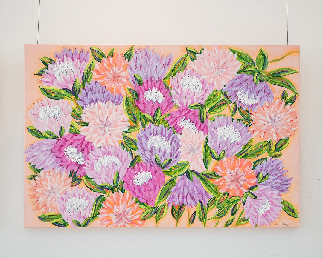 Unexpected Blessings - Original Floral Art - 24X36" Acrylic Painting ... in Colorful Watercolor Roses On White, Floral Disc Metal Artwork, 11"