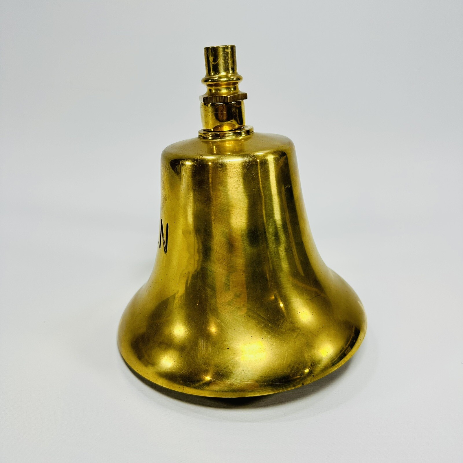 Vintage Usn United States Navy Brass Nautical Ship Boat Bell Wwii Clean ... with U.s.n. Brass Bell With Bracket
