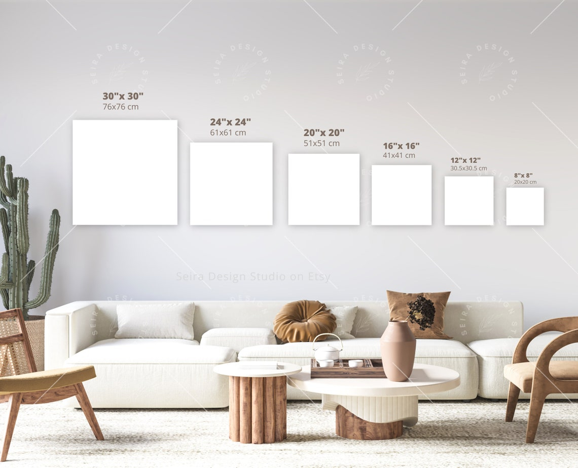 Wall Art Size Guide, Square Frame Sizes Guide, Canvas Size Guide ... intended for Why a Square Fifty Inch Canvas Is the Sweet Spot for Statement Visuals in Home Studios