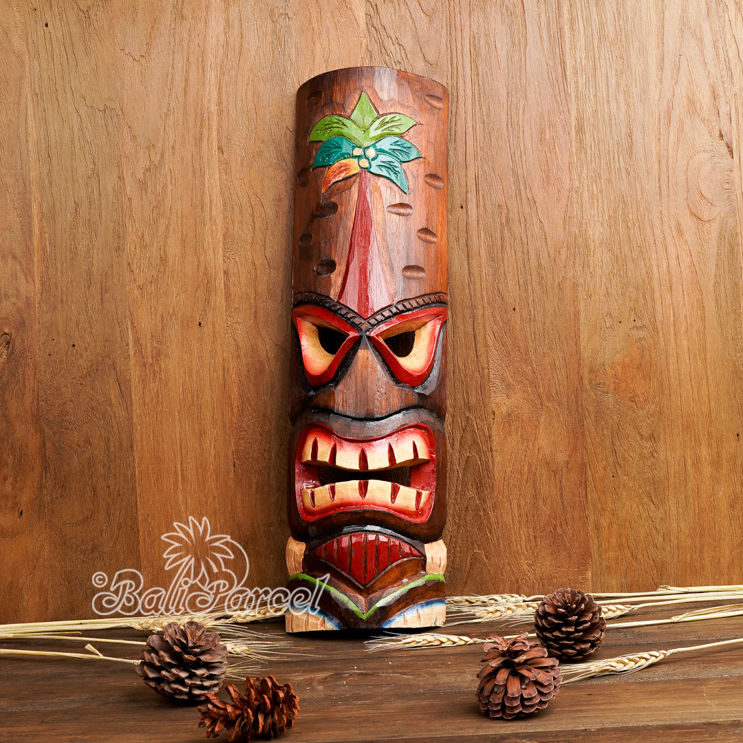 Wooden Mask, Hand Carved From Albesia Wood. | Bali Parcel throughout Bringing Island Warmth Indoors Through Hand Carved Albesia Wood Artistry