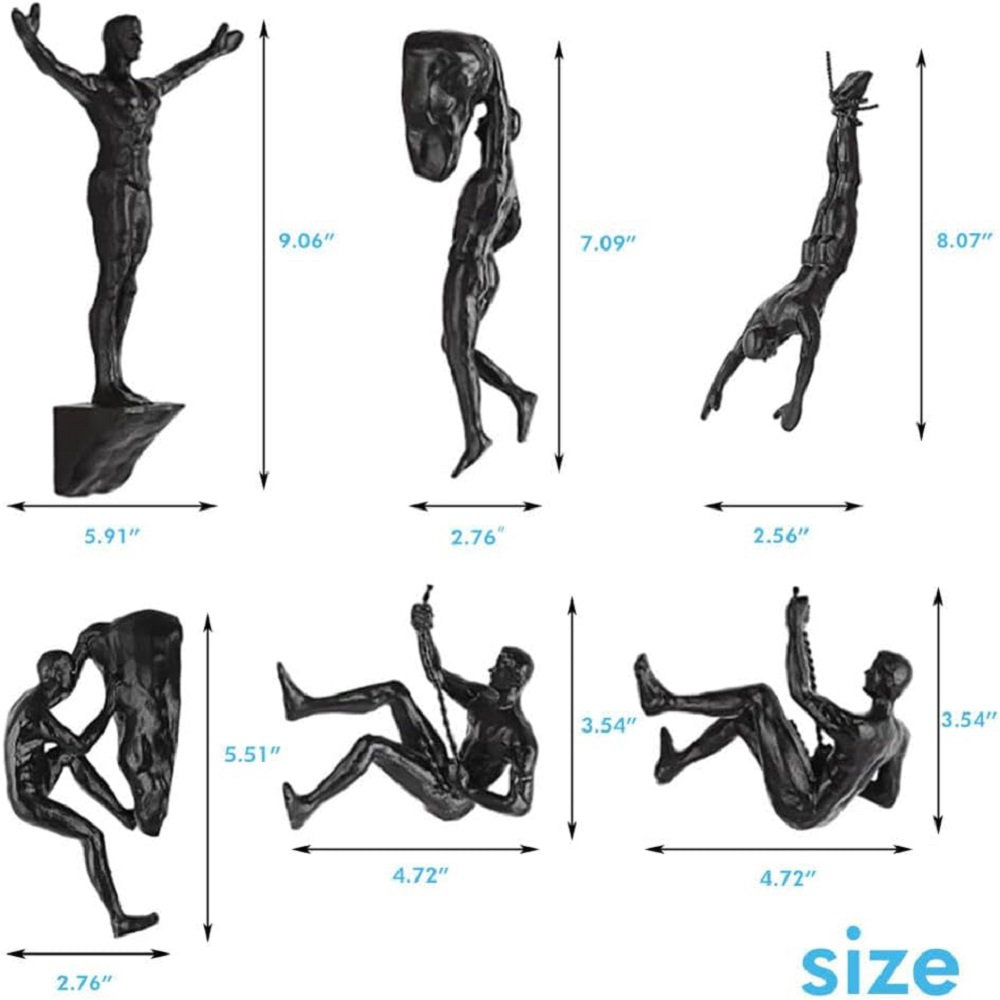 Wrought Studio™ Resin Sculpture Right Hand Climbing Man Wall Sculpture ... with Moving Beyond Flat Canvas with Dynamic Blue Climbing Sculptures in Modern Interiors
