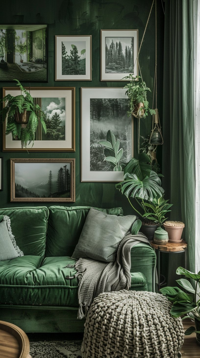 20 Forest Green Living Room Ideas That Will Blow Your Mind - Planted Shack pertaining to Pinecone Mirror Wall D̩cor
