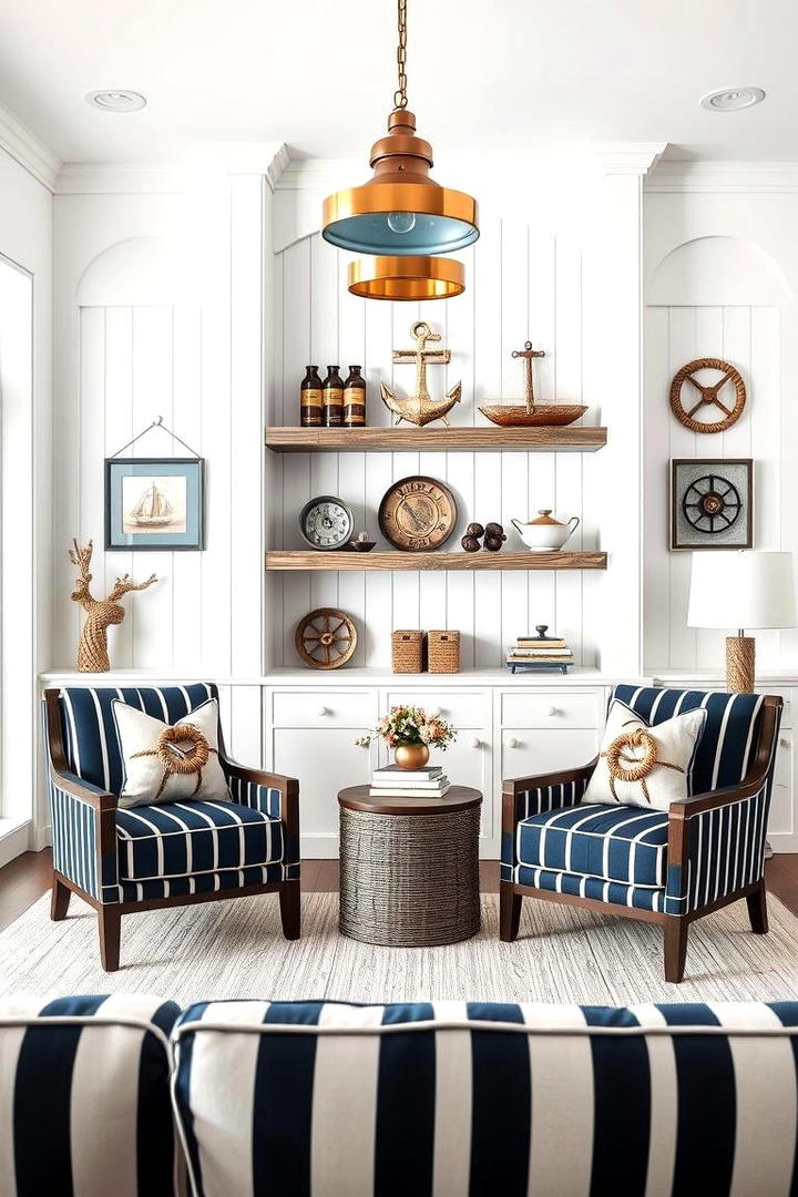 21 Coastal Living Room Ideas With Nautical Accents intended for Rustic All Red Decorative Ship Wheel With Seagull 12'', Wooden Ship Wheel