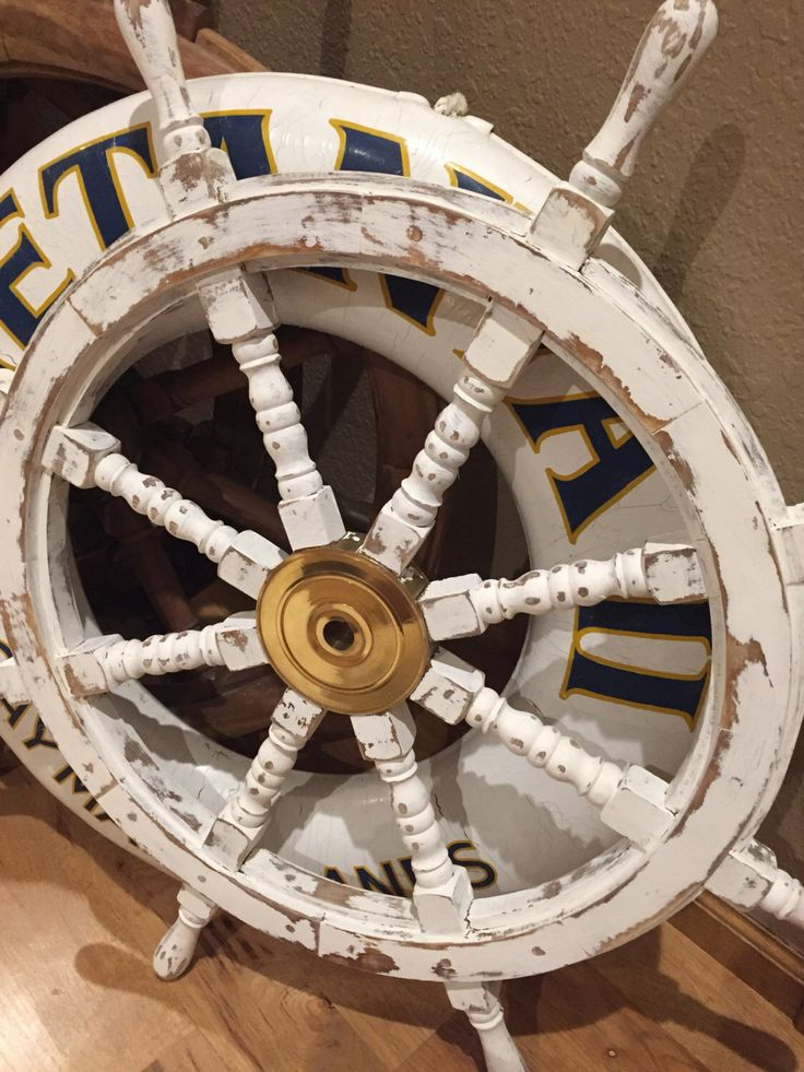 36 Inch Hand Painted Wooden Ship Wheel Distressed White | Etsy | Wooden ... for Exploring the Craftsmanship Behind Hand-Painted Wooden Ship Wheels and Starfish Details