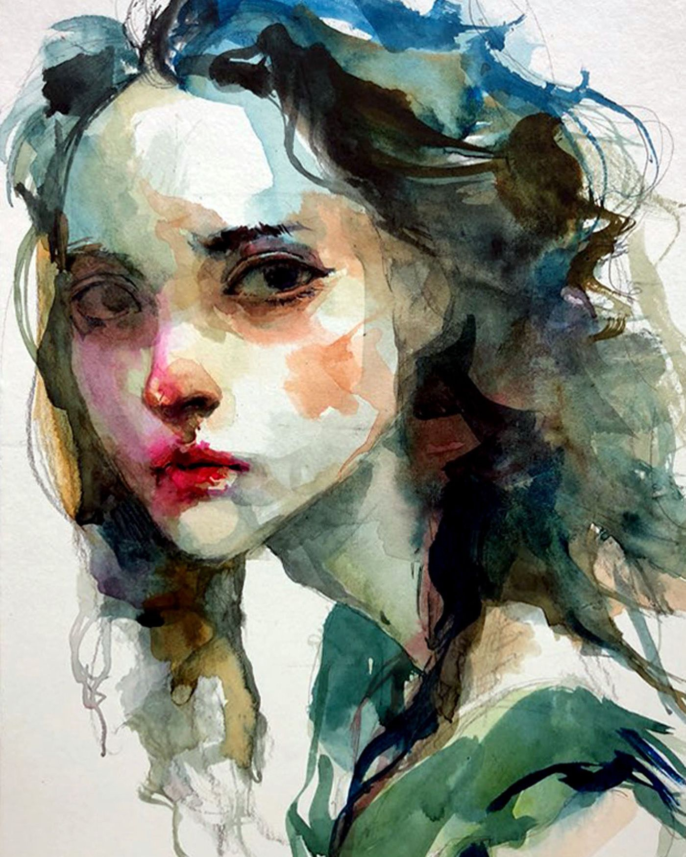 Abstract Watercolor Face with Finding Stillness Through the Fluid Lines of Modern Abstract Portraits