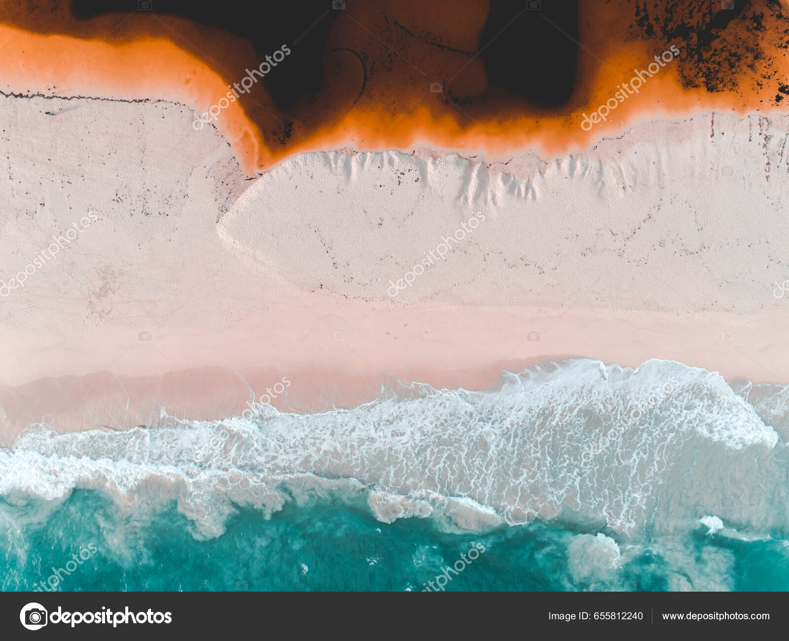 Aerial View River Meets Sea Vibrant Orange Dark River Meet — Stock ... intended for Red Meeds Orange, Wall Tapestry, 24"X48"