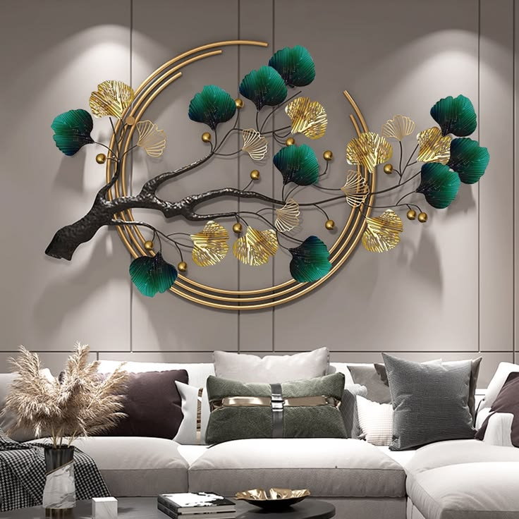 Ainydie Large Metal Wall Nature Art Home Decor, Modern Luxury Wall Art ... regarding The Enduring Appeal of Nature Inspired Round Metal Artwork in Contemporary Decor
