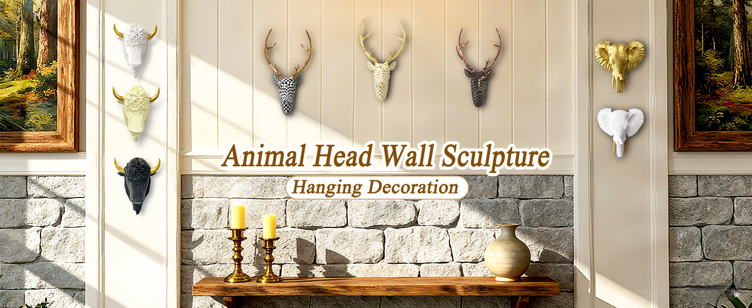 Amazon.com: Mingzhang Deer Head Wall Decor Resin Animal Head Wall ... pertaining to Why Artisans Around the World Are Falling in Love with Goat Head Wall Sculptures