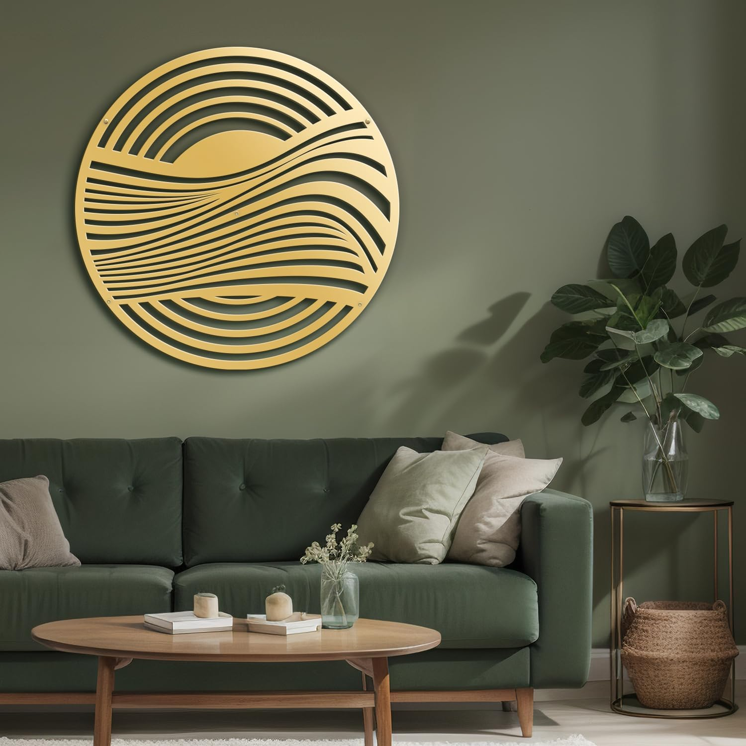 Amazon.com: Signleader Gold Metal Wall Art Decor Gold Circle Stripes ... within Dark Africa Beach With Ancient Ruins, Beach Disc Metal Wall Art, 11"