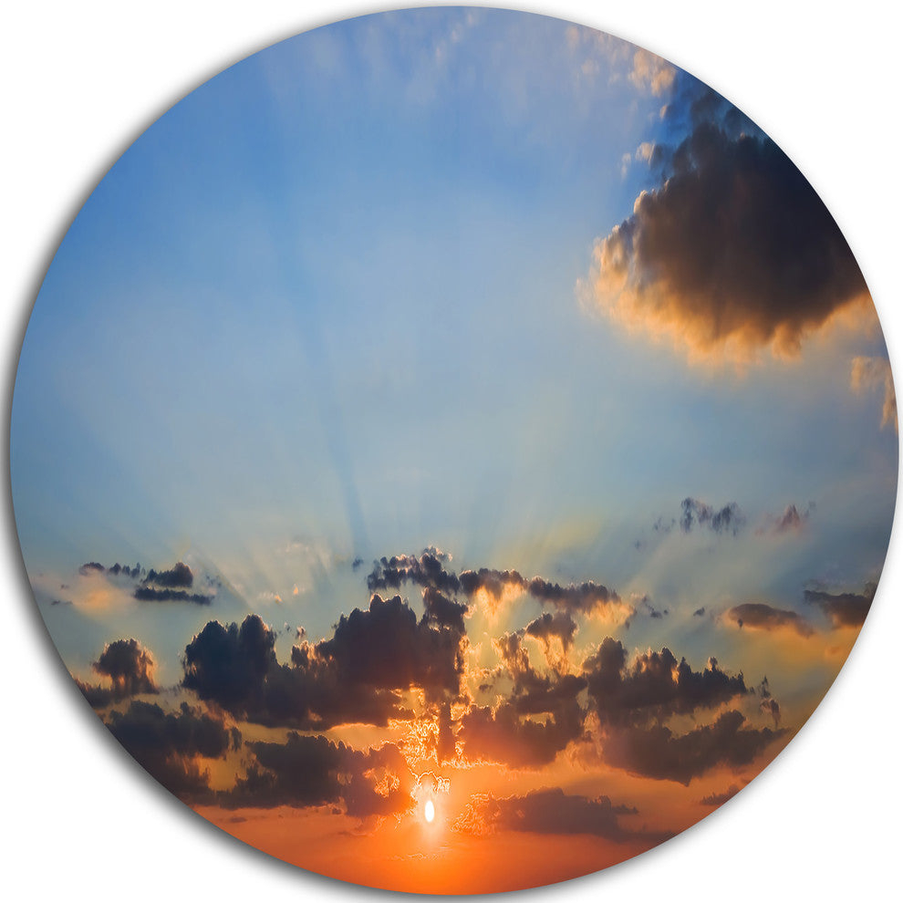 Beautiful Cloudy Sunset Panorama, Seascape Disc Metal Wall Art, 23" within The Craftsmanship Behind Seascape Disc Metal Wall Art Pieces