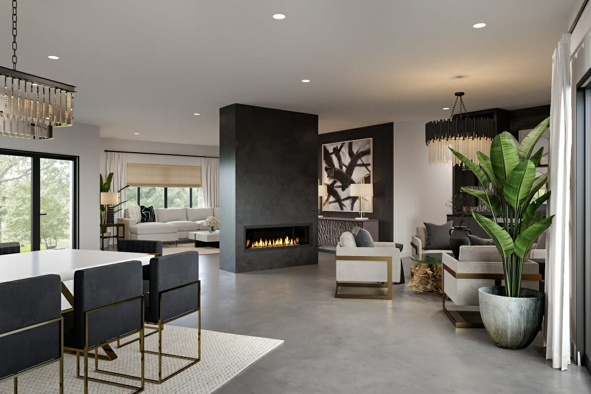 Before &amp; After: Luxe Black And White Interior Design - Decorilla Online ... in The Psychological Impact of Black White and Gold Palettes in Contemporary Home Environments