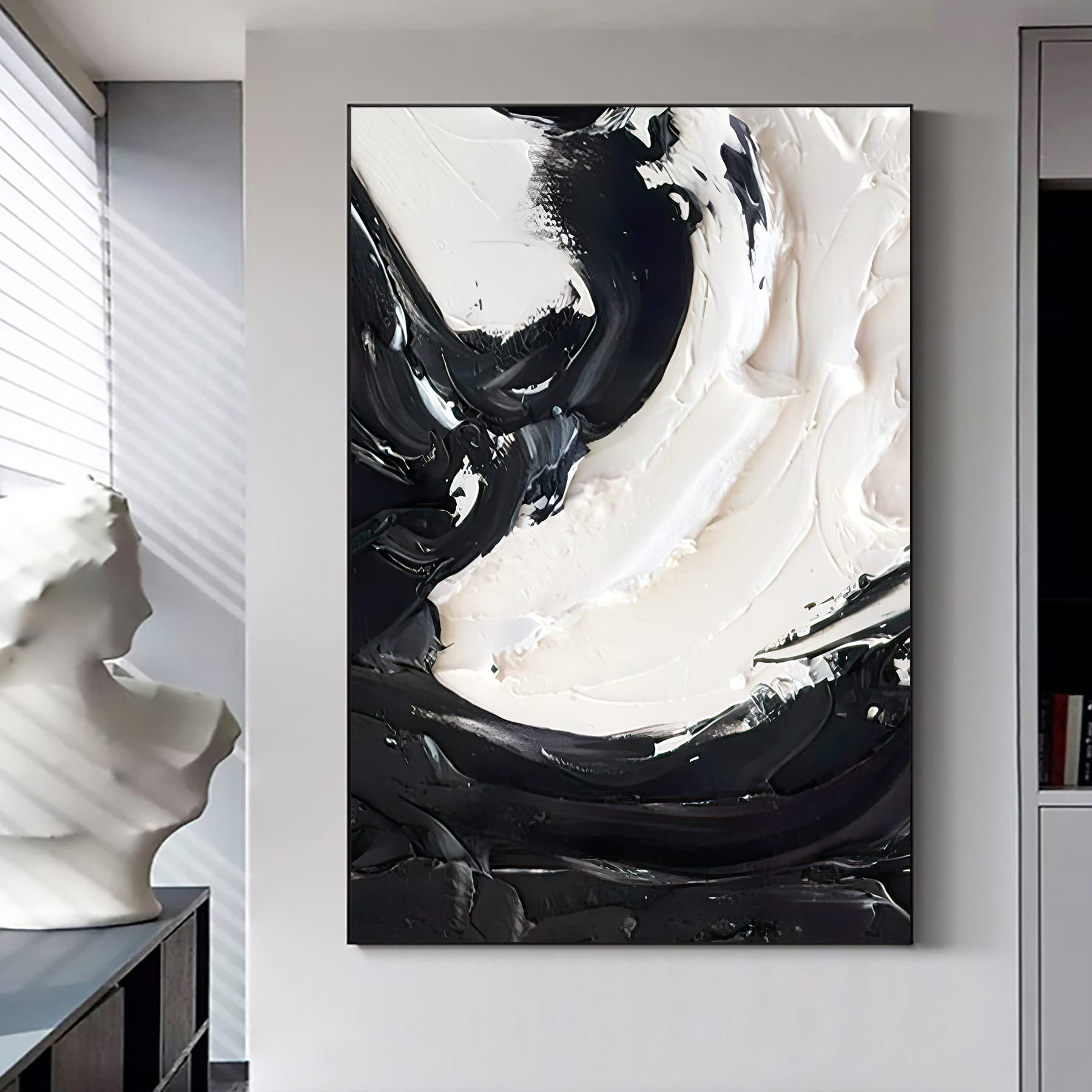 Black And White Abstract Art Set Of 4 At Scarlett Packham Blog intended for Life 60X40 In Black White Abstract Art Large Modern Painting Minimal Wall Decor