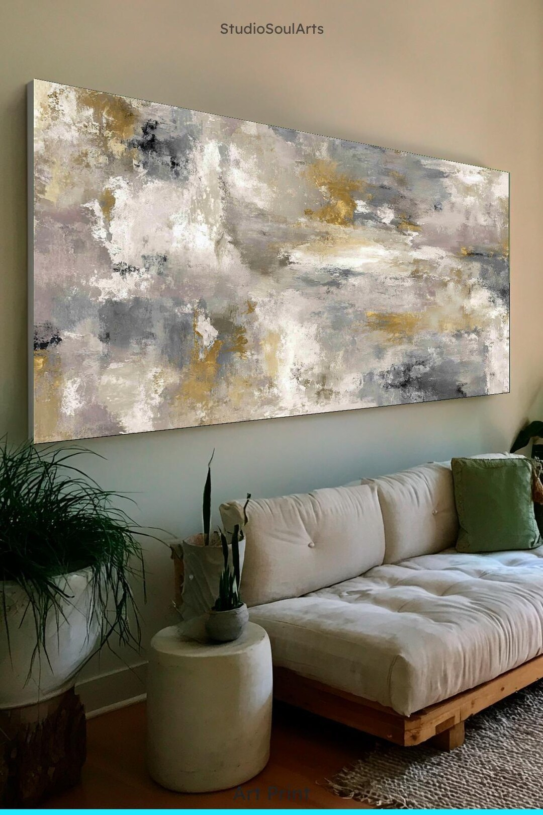 Blue Abstract Wall Art For Minimalist Spaces,Unique Modern Artwork,Calm ... inside "Paradise" Hand Painted Canvas Art, 55"X27.5"