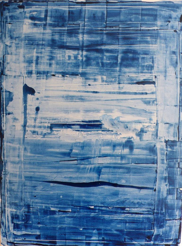 Blue Depth Painting By Francisca Del Sol | Saatchi Art pertaining to Large Abstract Painting On Canvas Modern Acrylic Skyline- 48X48- Blues And White
