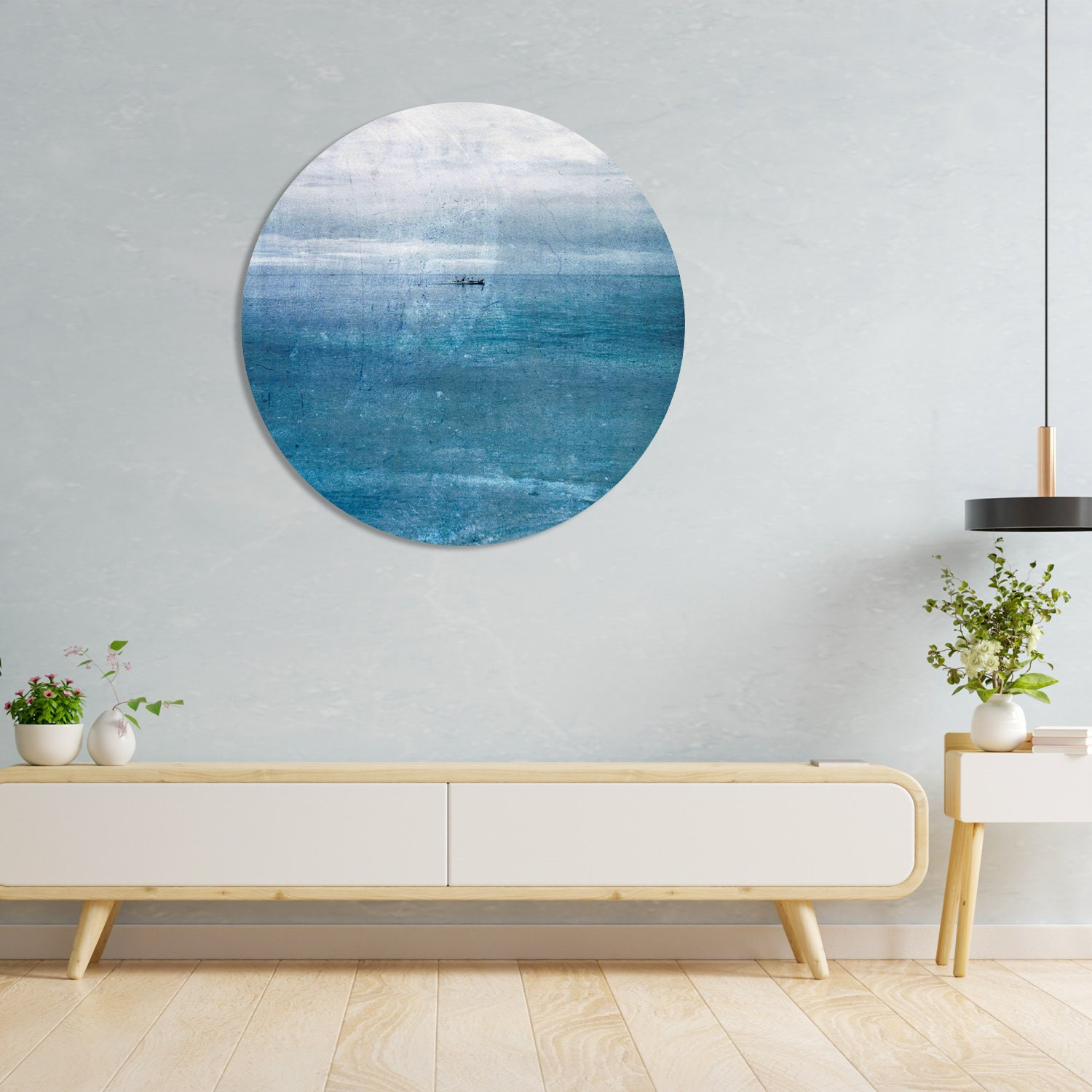 Blue Seascape Circular Art Print On Acrylic Glass (Ø 100 Cm) - Etsy regarding Exploring the Visual Impact of Seascape Art Framed in Circular Formats