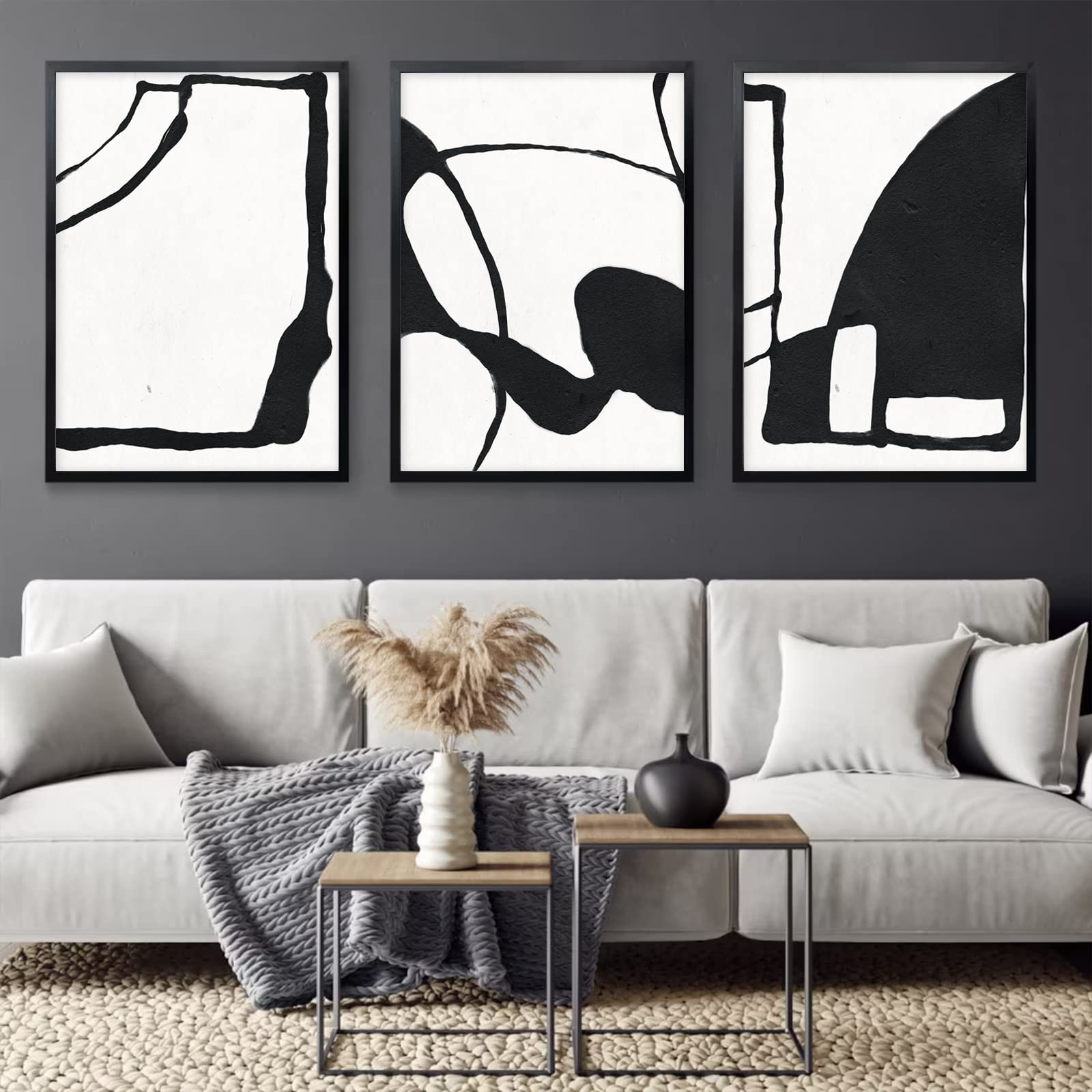 Buy Joocrise Black And White Wall Art Modern Abstract Canvas Wall Art ... regarding Life 60X40 In Black White Abstract Art Large Modern Painting Minimal Wall Decor