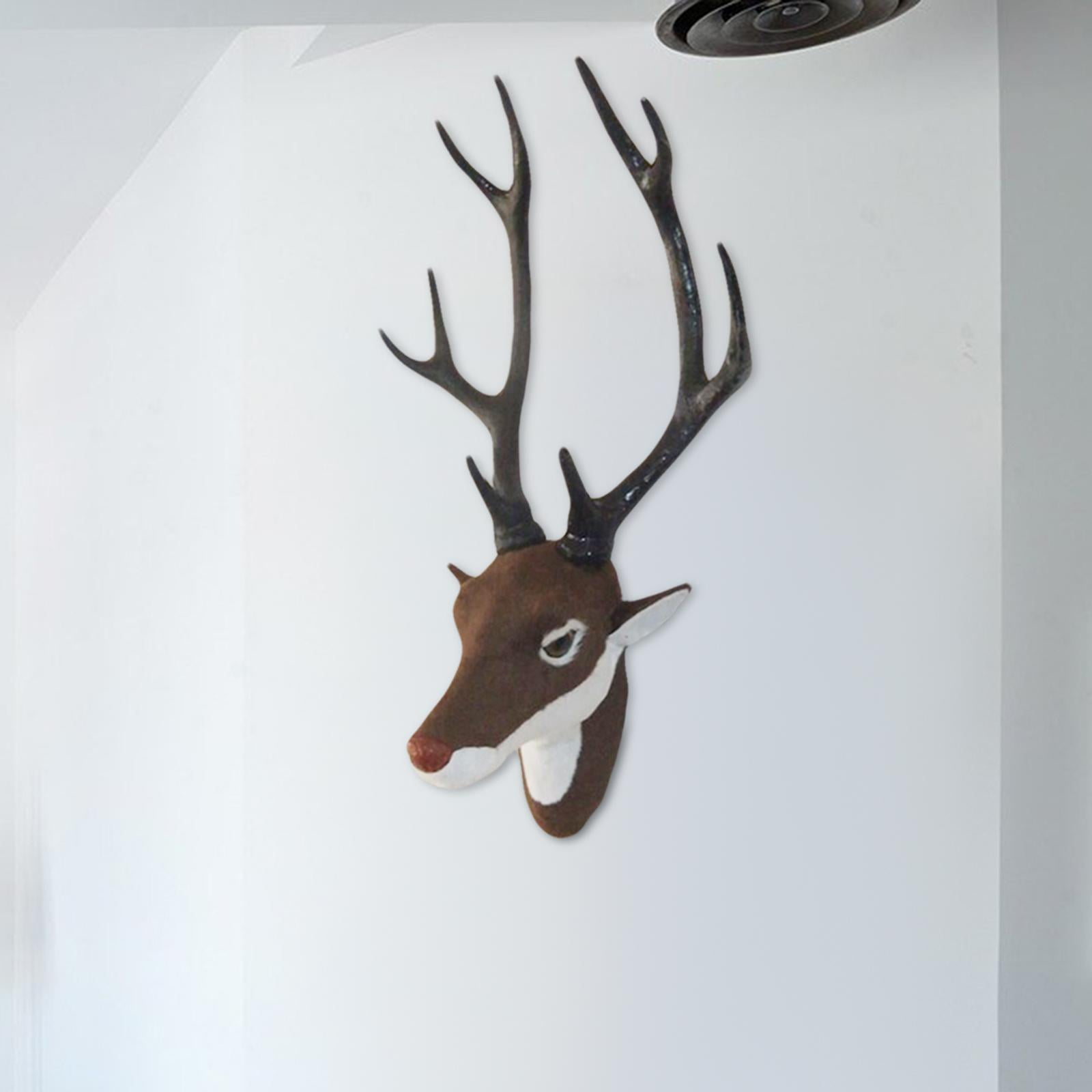 Buy Wall Mount Fake Deer Head, Handcrafted Hanging Animal Faux ... inside Resin Sheep Horn Wall Mount