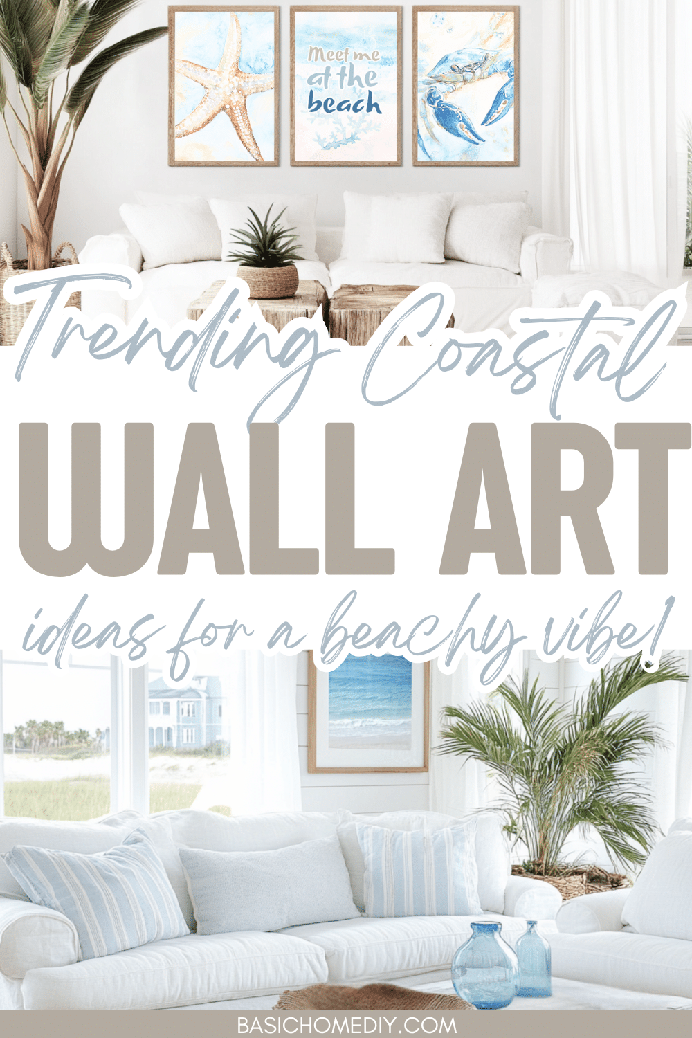Coastal Wall Art Ideas For A Beachy Home Makeover In 2026 - Basic Home Diy regarding "The Sail And The Sea" Hand Painted Canvas Art, 40"X40"