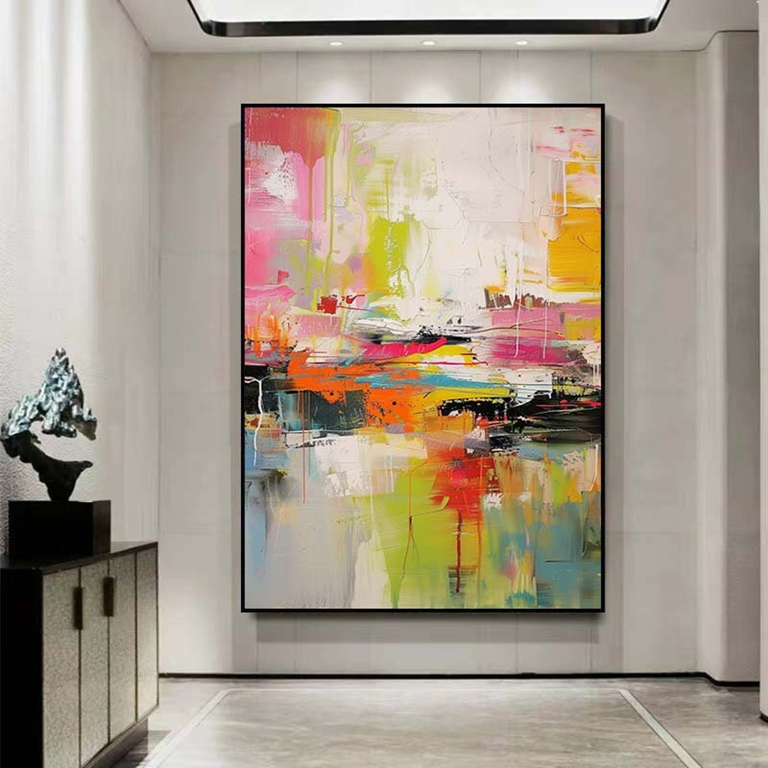Colorful Acrylic Canvas Art,Large Wall Art Abstract,Large Canvas Art ... for 60X36 Inches Teal Contemporary Art Large Modern Art Red White Blue