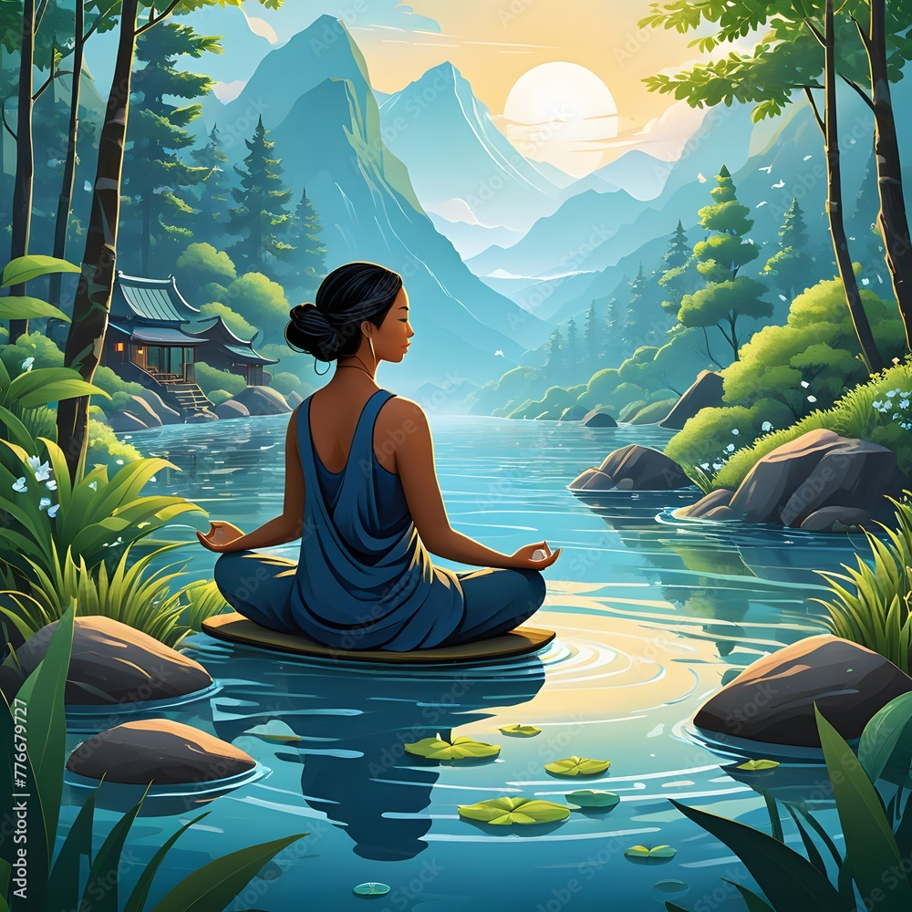 Create An Illustration Of Someone Finding Moments Of Peace And ... within Beautiful Tranquil Calming White Birds Nature Painting, 2Pc, Each 24 X 30