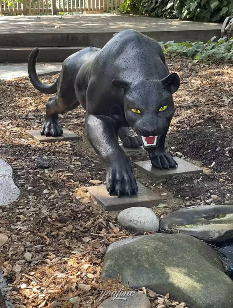 Creeping Black Bronze Leopard Statue throughout Prowling Leopard Statue