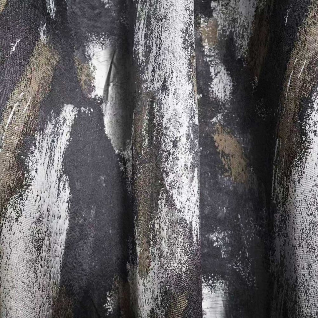 Dazzling Brushwork Luxury Jacquard Gray & Silver Abstract Curtain intended for How Large Scale Brushwork Transforms Everyday Living Spaces