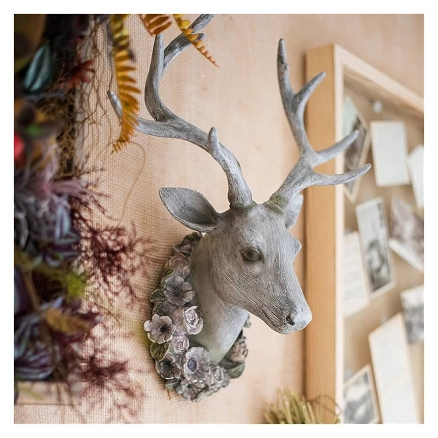 Deer Head Guasdie Animal Heads Wall Decor, Faux Mount, Animal Animal ... inside Goat Head Wall Sculpture