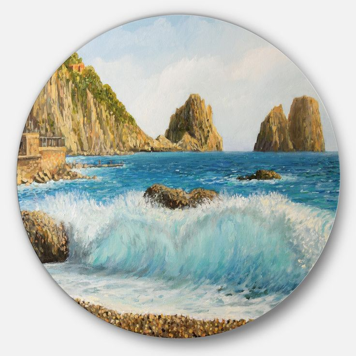 Designart 'Faraglioni On Island Capri' Seascape Large Disc Metal Wall ... with regard to The Craftsmanship Behind Seascape Disc Metal Wall Art Pieces