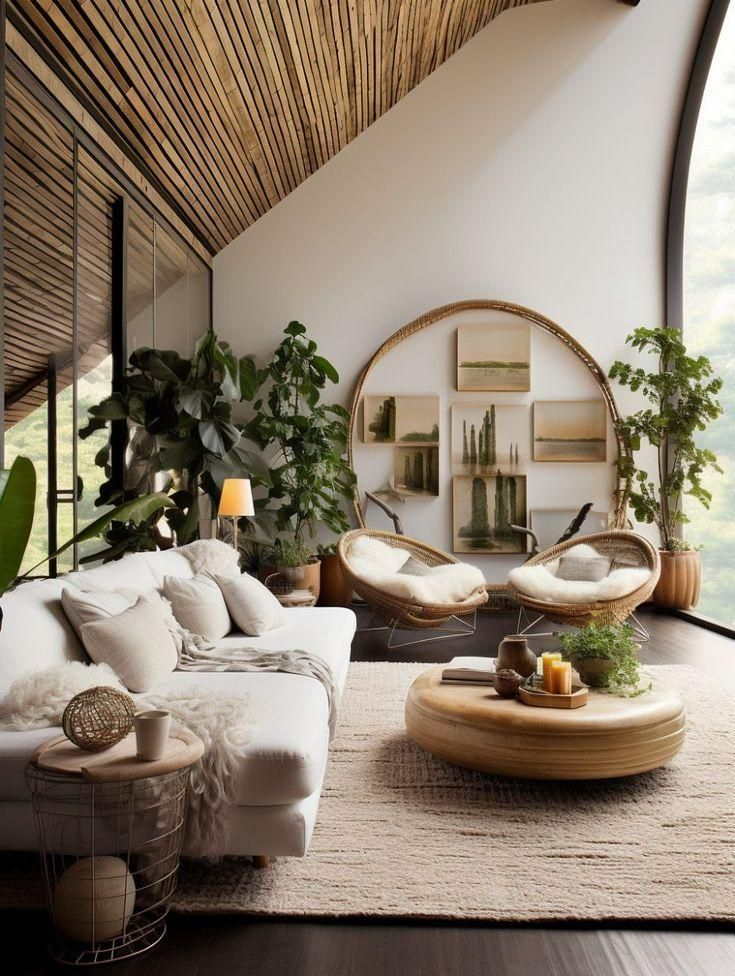 Earthy Living Room Interior Design: Warm, Natural Spaces That Inspire in Pinecone Mirror Wall D̩cor