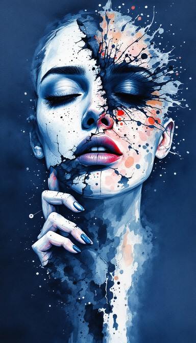 Free Blue Dreams Dissolve Image - Watercolor, Portrait, Blue | Download ... intended for Large Abstract Painting On Canvas Modern Acrylic Skyline- 48X48- Blues And White