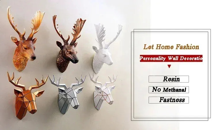 Glass Deer Head Wall Sculpture Retro Nostalgia Elk... From Dorothystore ... intended for Goat Head Wall Sculpture