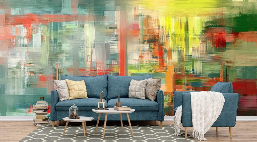 Graceful Brushwork Living Room Wall Painting Wallpaper - Magicdecor® with "Paradise" Hand Painted Canvas Art, 55"X27.5"
