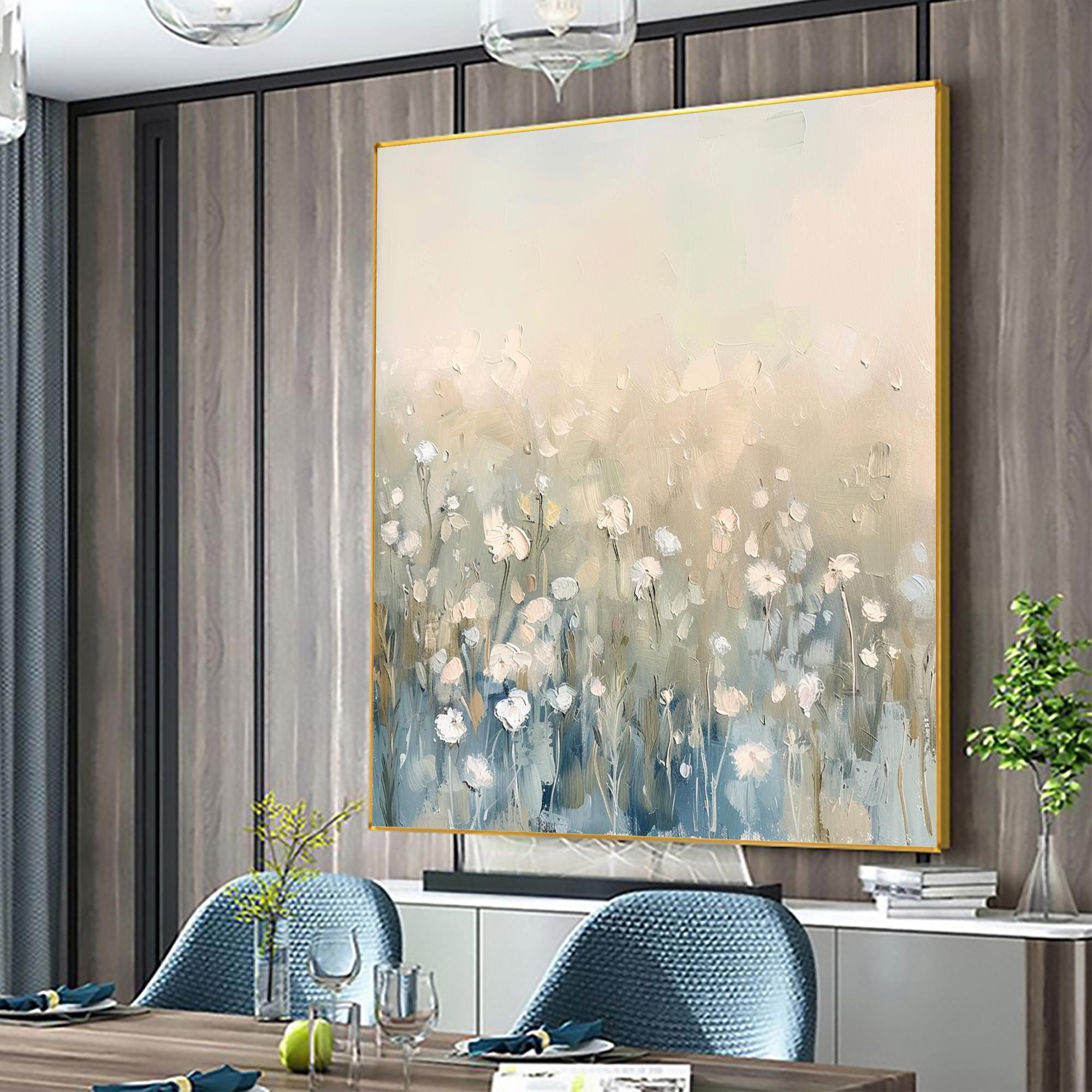 Hand-Painted Floral Oil Painting On Canvas, Abstract Textured Wall Art ... inside "Garden Of Flowers" Hand Painted Oil Canvas Artwork; Modern Art; Fine Art
