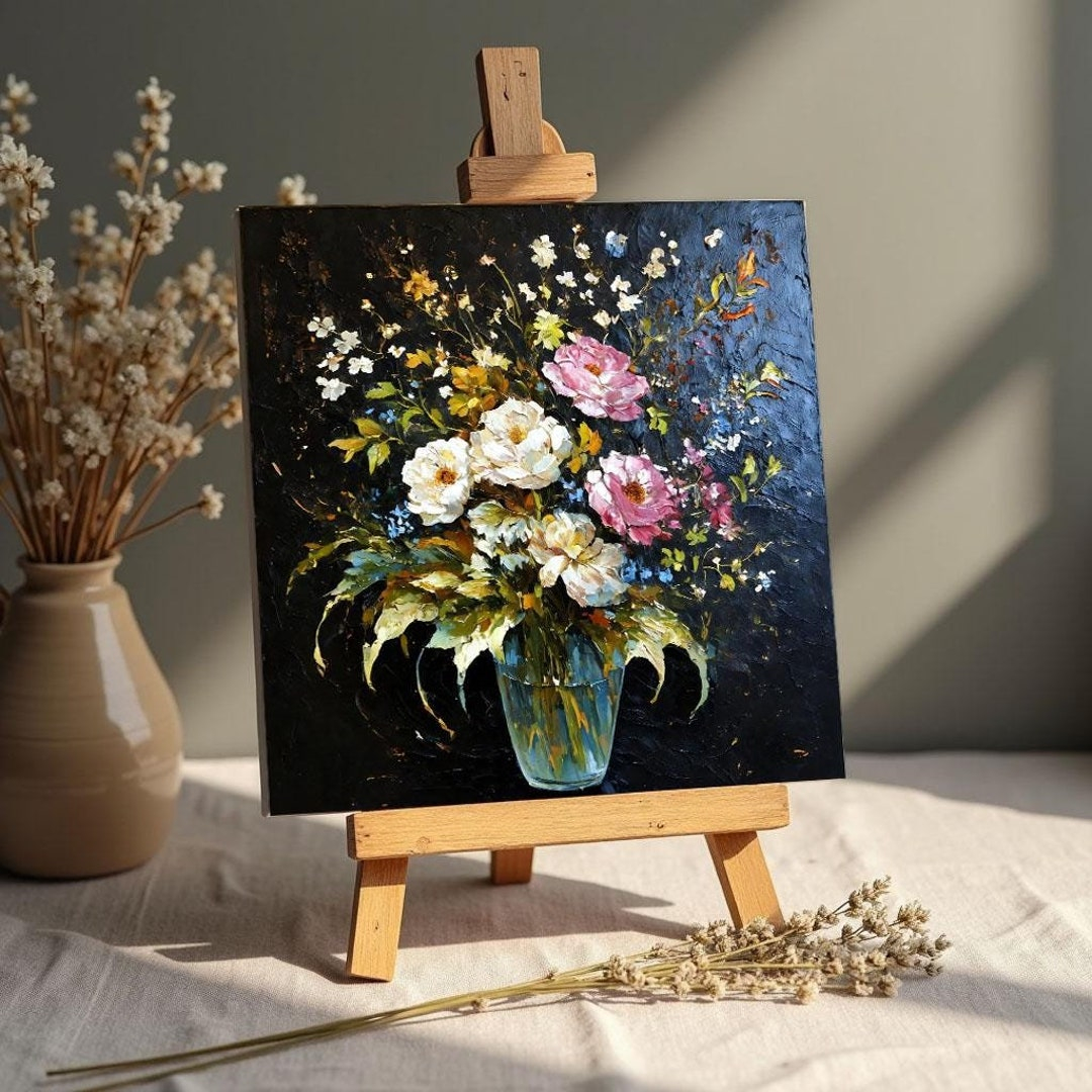 Hand Painted Floral Oil Painting On Canvas: Roses & Wildflowers - Etsy inside Why Hand Painted Floral Oil Canvases Still Captivate Modern Art Collectors in 2026