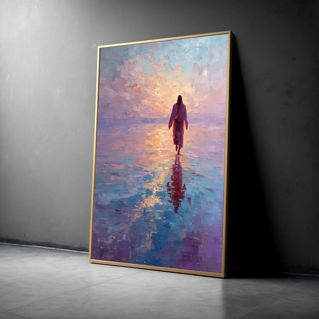 Inspirational Walking On Water Canvas, Spiritual Jesus Art, Sunrise ... for Christian Art Jesus Christ Religious Art 16"X20" By Matt Pecson