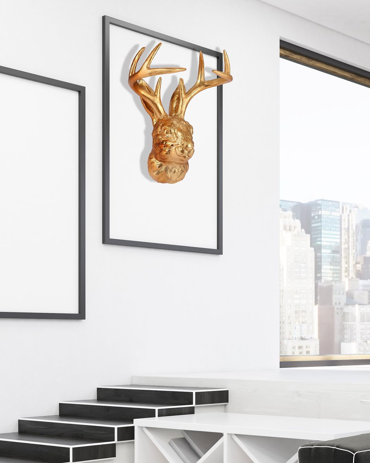 Mercer41 Wall Mount - Stunning Animal Head Wall Mount With Deer Antlers ... with Goat Head Wall Sculpture