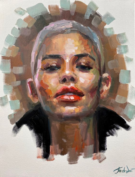 Modern Portrait Oil Paintings throughout Contemplative Hues - Abstract Figure Art