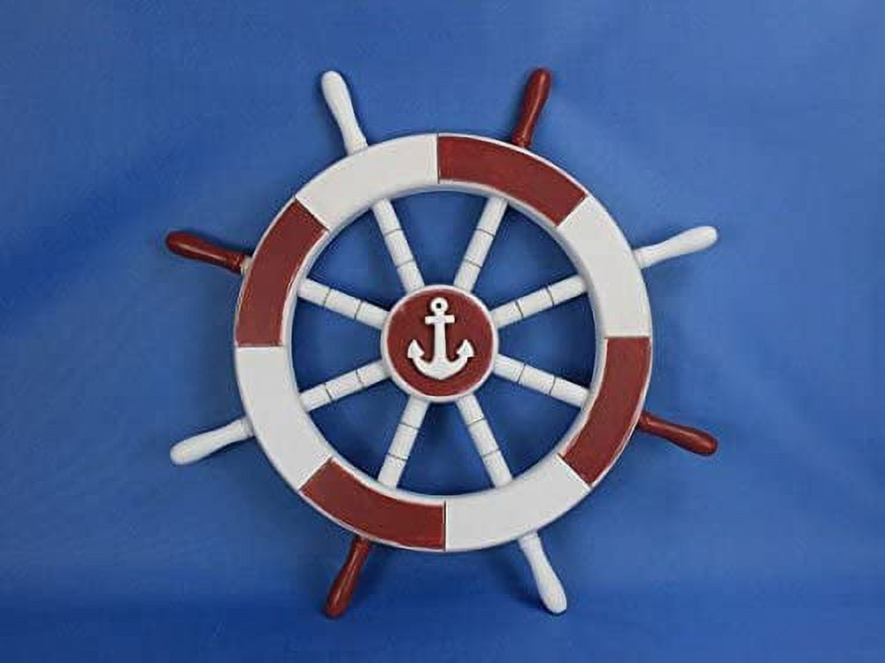 Nagina International Painted Wooden Ship Wheels 18" W/Anchor, Palm Tree ... with regard to Exploring the Craftsmanship Behind Hand-Painted Wooden Ship Wheels and Starfish Details