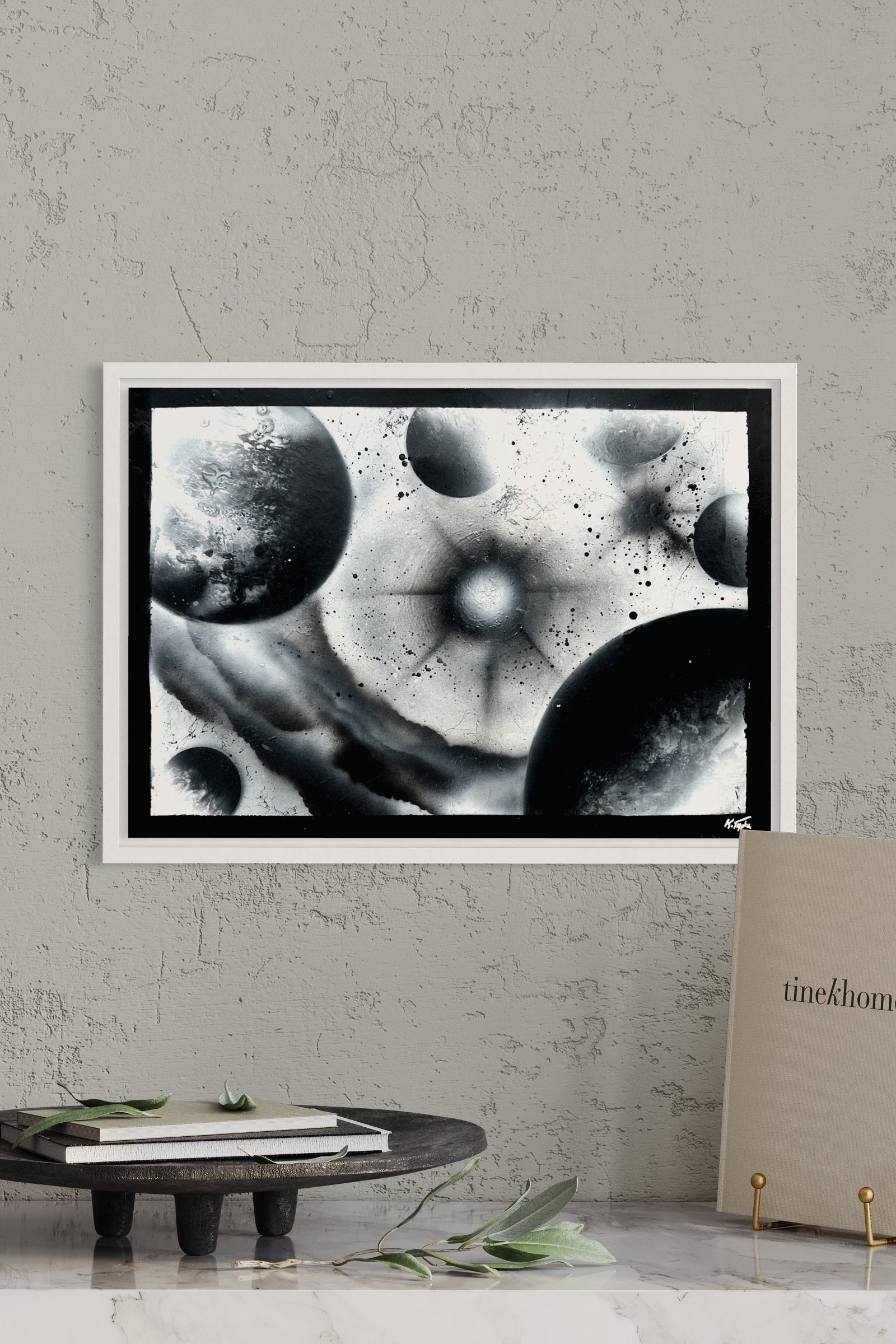 Negative Space Painting for 48X48" Black White Contemporary Art Large Modern Painting Minimal Wall Decor