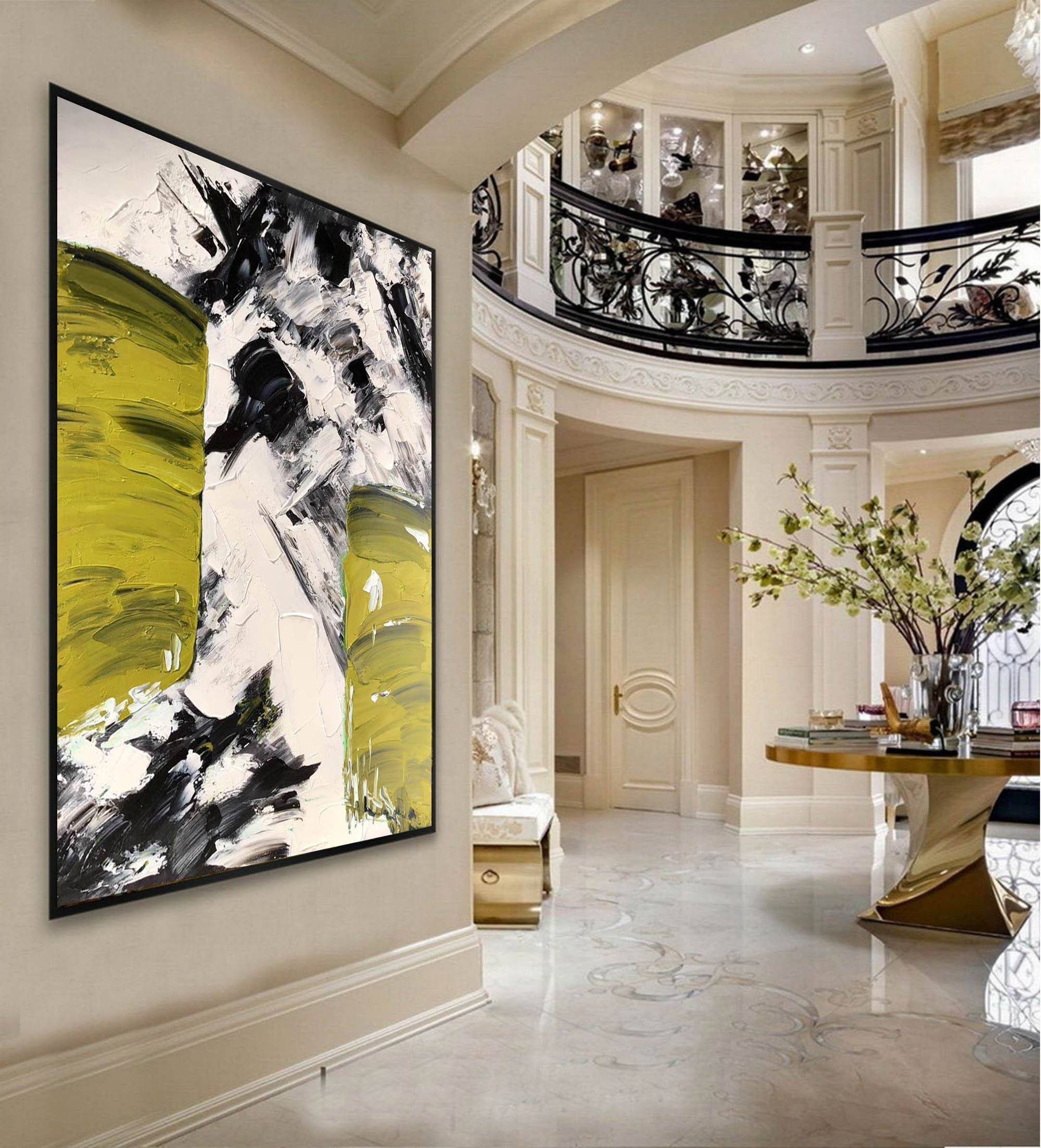 Original Abstract Art On Canvas, Large Canvas Art, Abstract Modern Art ... throughout Finding the Right Balance When Styling Oversized Abstract Canvas Art in Your Home