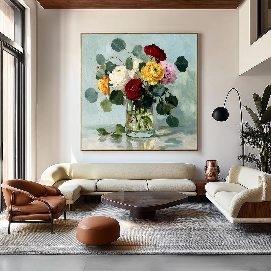 Original Hand Painted Floral Oil Painting, Fresh Blue Still Life Wall ... pertaining to Why Hand Painted Floral Oil Canvases Still Captivate Modern Art Collectors in 2026