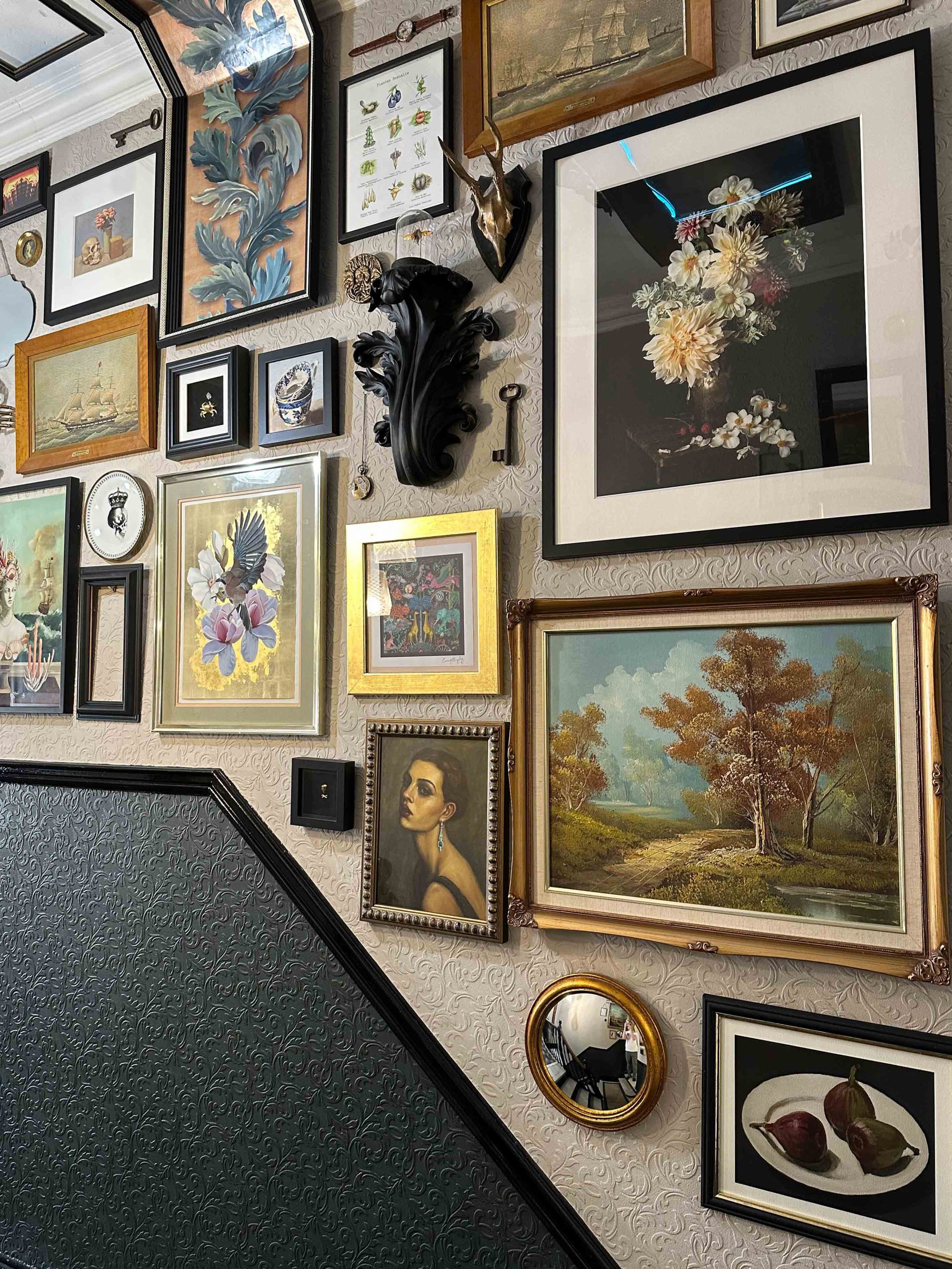 Rustic Gallery Wall Ideas for Resin Sheep Horn Wall Mount