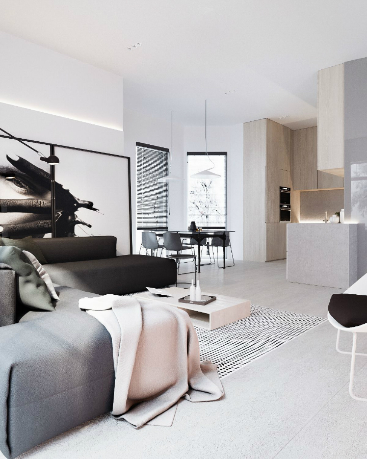 Small House Black And White Minimalist Interior Design within Why Minimalist Black and White Paintings Define Modern Interior Design