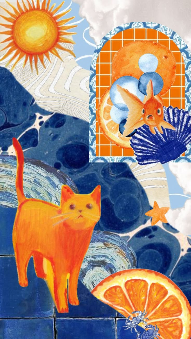 #Summer#Orange#Blue#Summeraesthetic In 2025 | Cute Patterns Wallpaper ... in Red Meeds Orange, Wall Tapestry, 24"X48"
