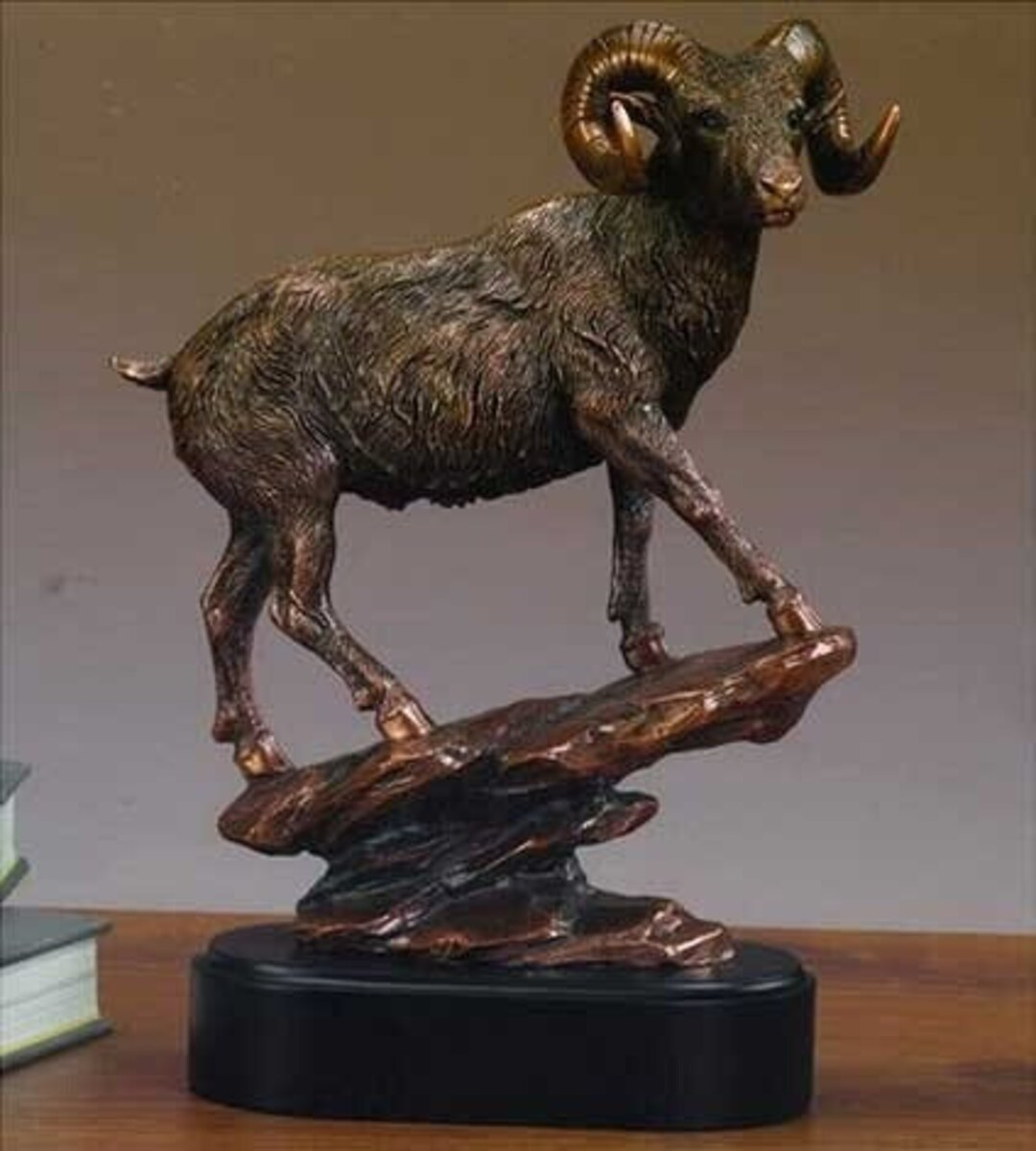 11" Climbing Ram Statue - Bighorn Sheep Sculpture - Engraving Available ... throughout The Craftsmanship Behind Cold Cast Polyresin Bighorn Sheep Wall Sculptures