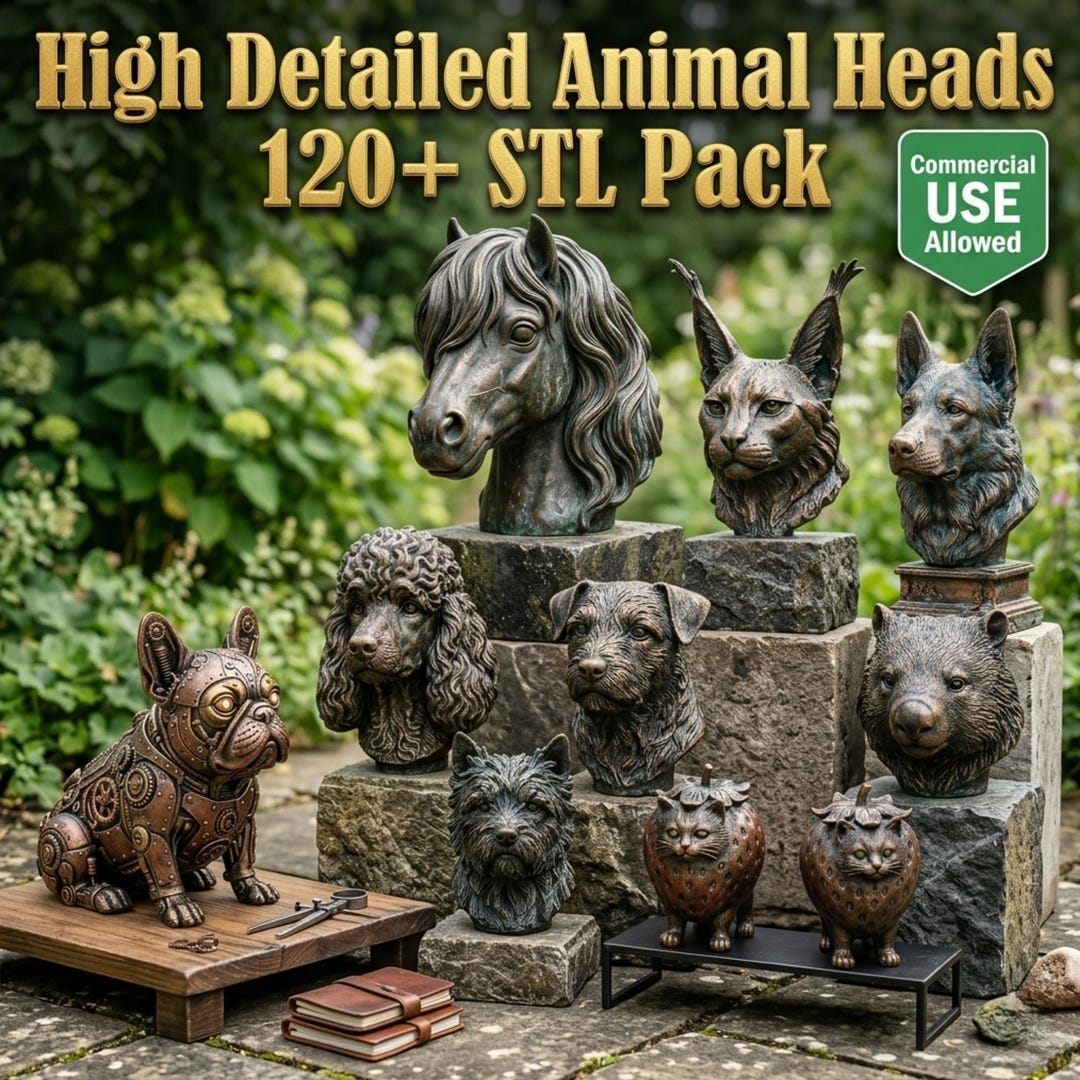 120+ Animal Head Busts Stl Pack | High Detail Horse Cat Dog Wolf Bear ... for Exploring the Gentle Art of Mounting Handmade Animal Busts Safely