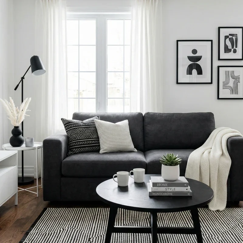 15 Black And White Living Room Ideas You’ll Love throughout 48X48 Inches Red Black White Minimal Wall Art Large Modern Painting Home Decor