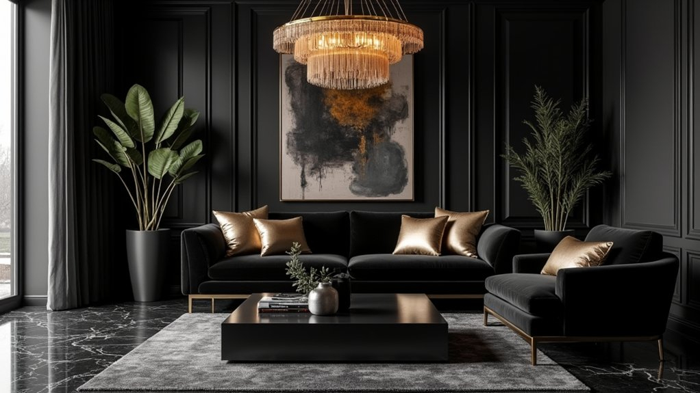 15 Black Living Room Decor Ideas That Add Depth And Drama with 48X48 Inches Red Black White Minimal Wall Art Large Modern Painting Home Decor
