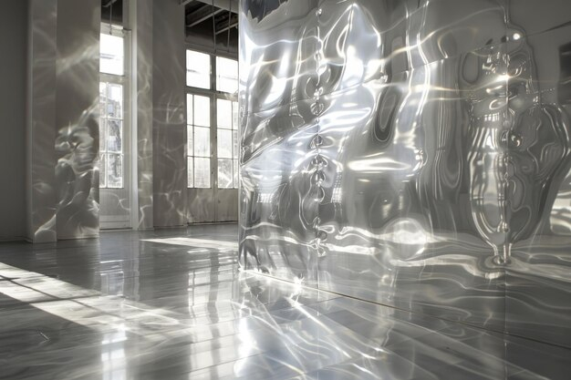 A Room Featuring A Large Mirror Mounted On The Wall Reflecting The ... in Blanche Wall Accent, Multicolor Texture