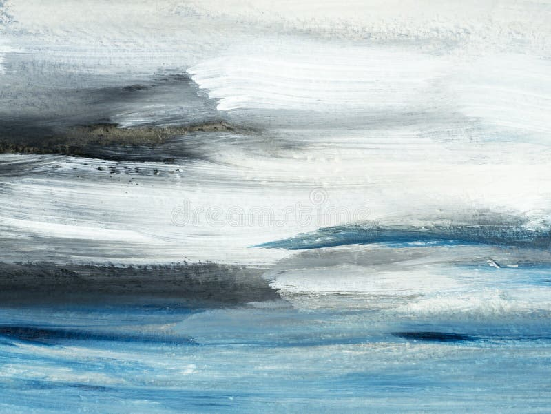 Abstract Ocean Landscape. Original Painting Stock Image - Image Of ... inside How Original Brushstrokes Transform a Living Space Through the 60 Inch Blue Falls Canvas
